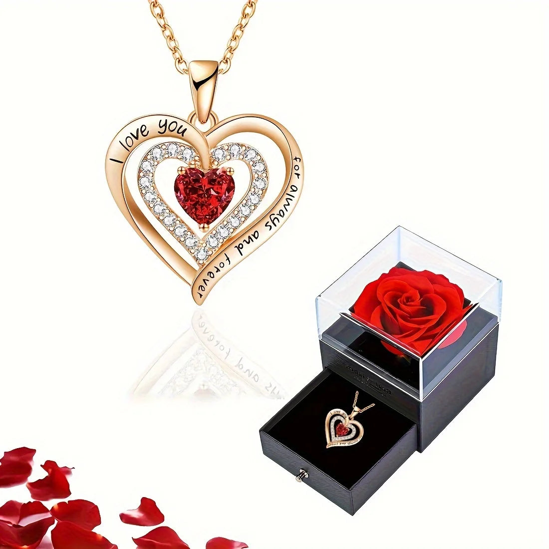 Coffret rose éternelles - Collier