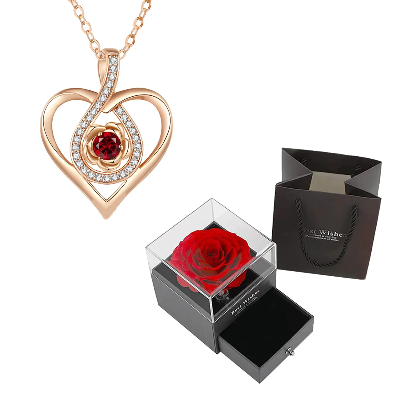 Coffret rose éternelles - Collier