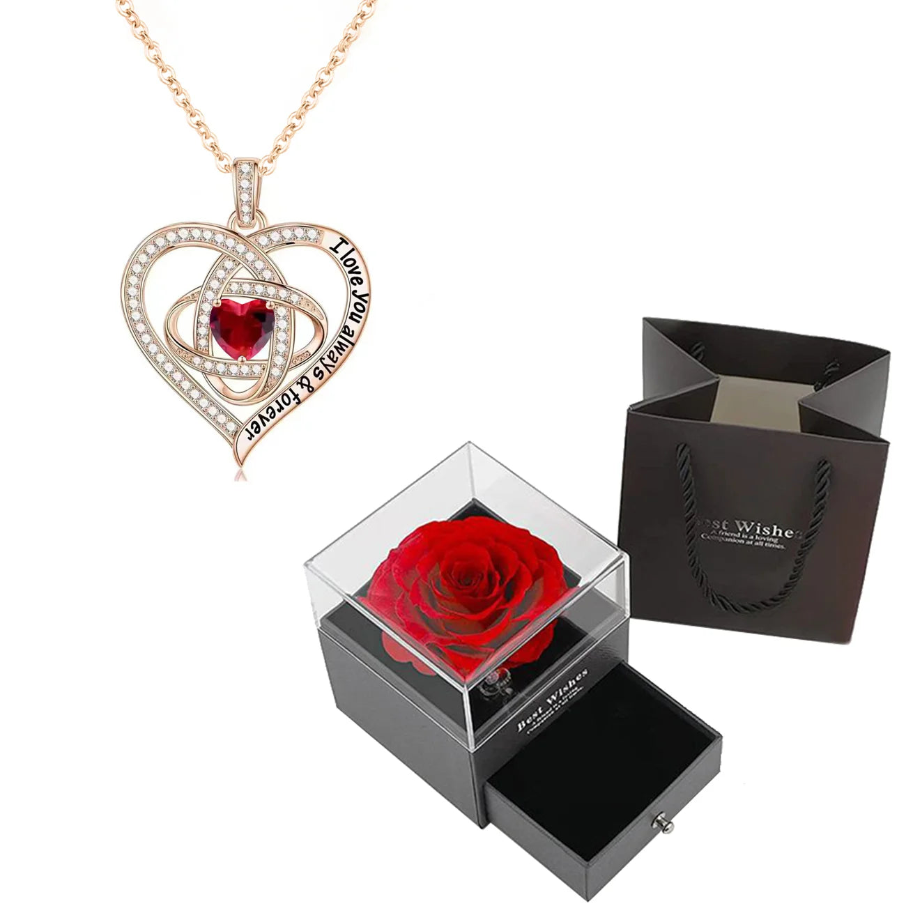 Coffret rose éternelles - Collier